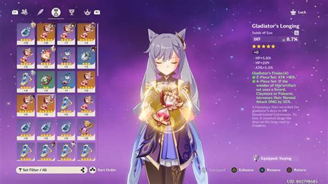 Site for tracking/ranking best characters & artifacts.